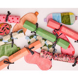 Kip & Co Christmas Slumber velvet bon bon eye mask 4-piece set in assorted festive colors