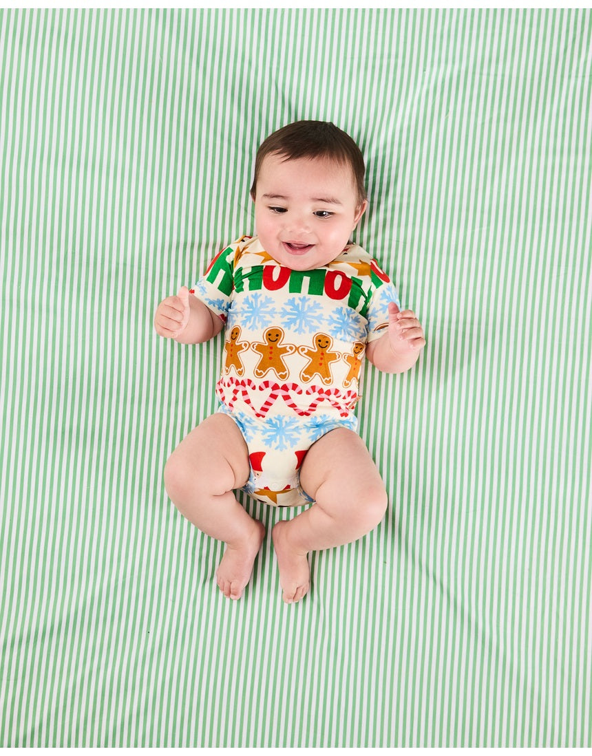 Kip & Co Festive Garland organic short sleeve romper for babies