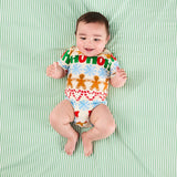 Kip & Co Festive Garland organic short sleeve romper for babies