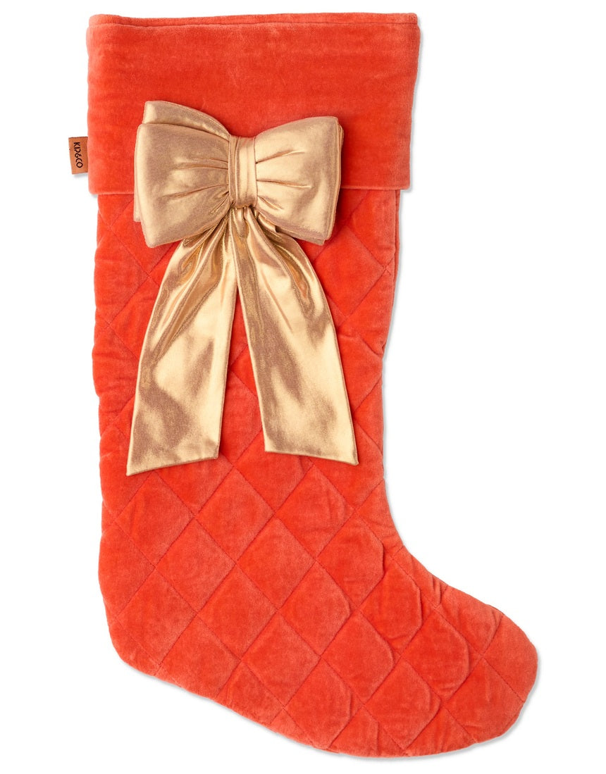 Kip & Co golden bow velvet Christmas stocking hanging for festive decor