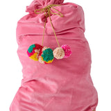 Kip & Co Pinky Velvet Santa Sack in pink velvet fabric for Christmas decorations