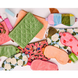 Kip & Co Polkadot Pink Eco Satin Bon Bon eye mask 4-piece set in pink polka dots