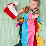Kip & Co Rainbow Joy velvet Santa sack with colorful rainbow design for Christmas decorations