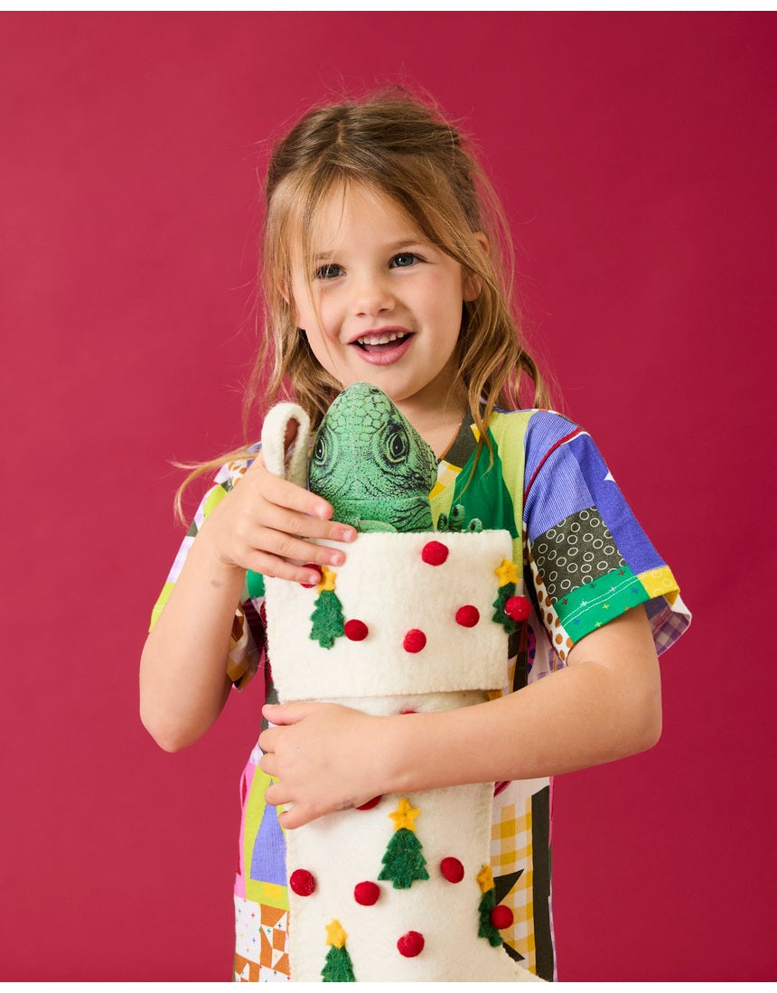 Kip & Co Under The Tree felt Christmas stocking with festive tree design