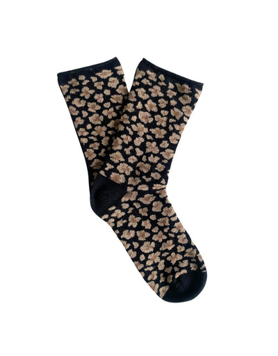 Klue - Glitter Lurex Socks - Leopard Black, socks, Klue - Say It Sister