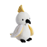 Living Textiles knitted toy Colin the Cockatoo, a soft, colorful plush bird with detailed features and textured fabric.