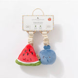 Living Textiles mini market stroller toys set featuring watermelon and blueberry plush toys for baby pram or stroller.
