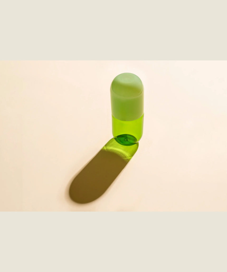 Maho Happi Pill glassware featuring an avocado design, ideal for fun drinks and vibrant beverage presentation.