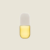 Maho Happi Pill fried egg-shaped glassware with a clear design, perfect for serving drinks or as a novelty drink accessory.