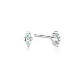 Linda Tahija Birthstone Stud Earrings in Silver, March - Aquamarine