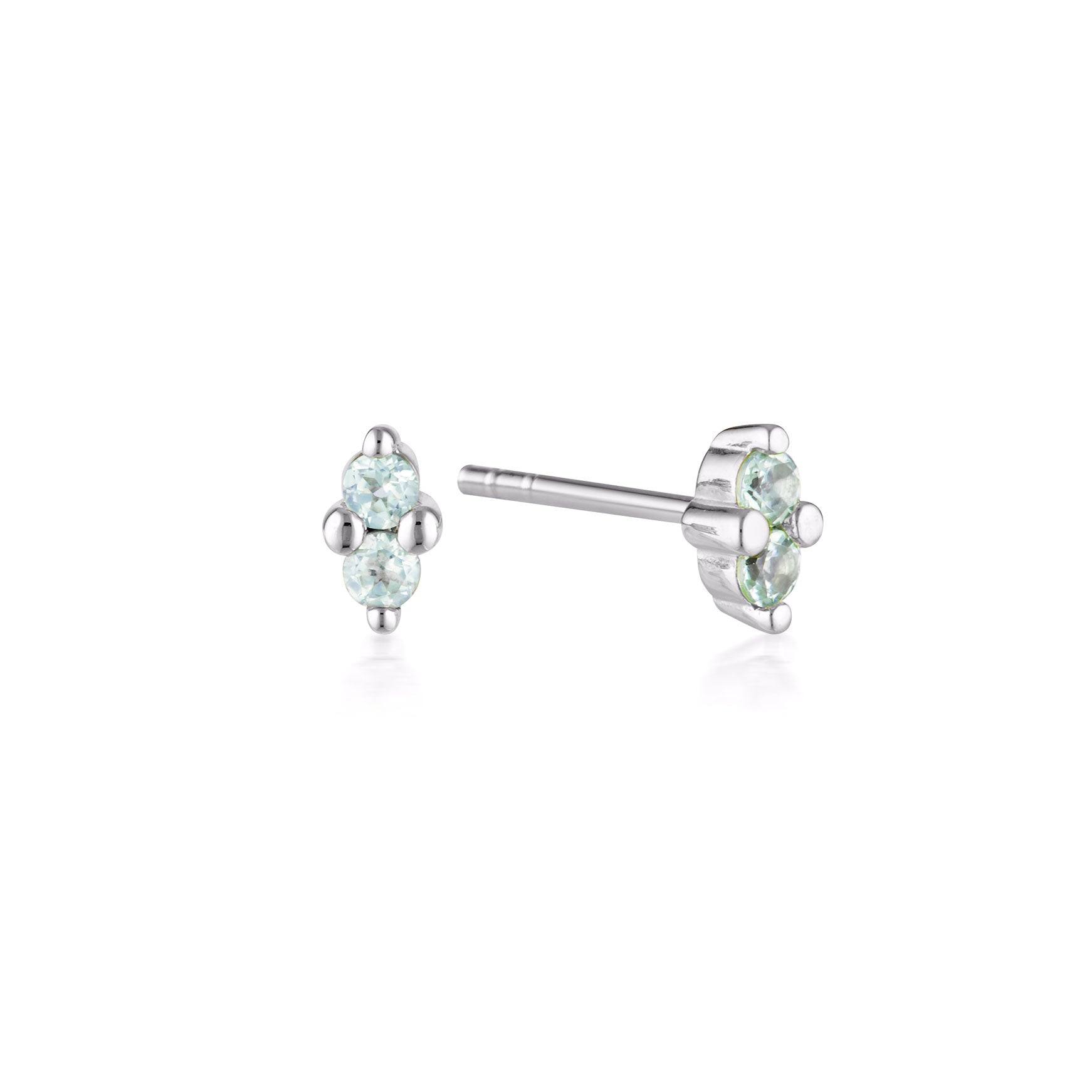 Linda Tahija Birthstone Stud Earrings in Silver, March - Aquamarine