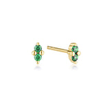 Linda Tahija Birthstone Stud Earrings in Gold, May - Created Emerald