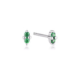Linda Tahija Birthstone Stud Earrings in Silver, May - Created Emerald