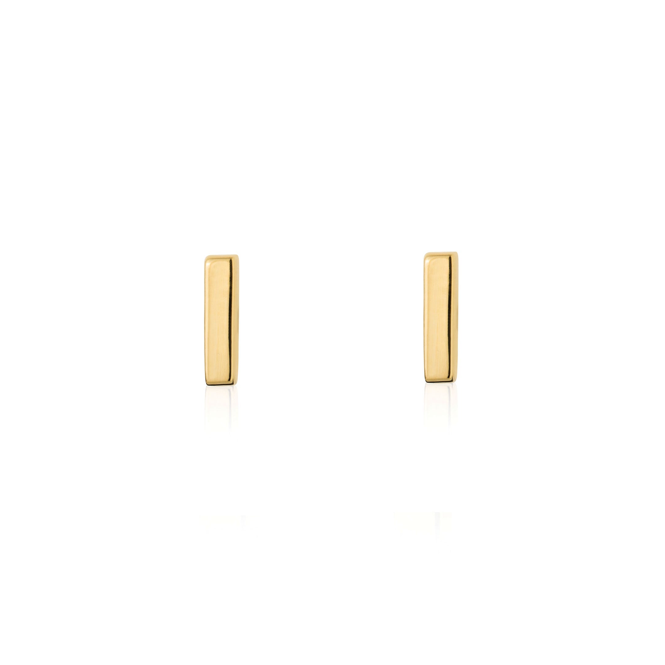 Linda Tahija Mini Bar Stud Earrings in Gold