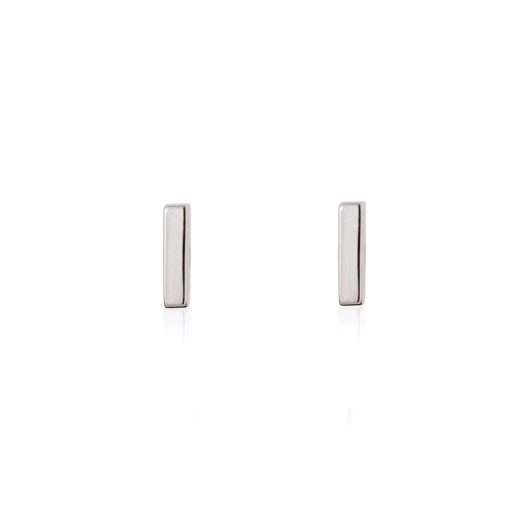 Linda Tahija Mini Bar Stud Earrings in Silver