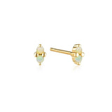 Linda Tahija Birthstone Stud Earrings in Gold, October - Opal