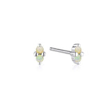 Linda Tahija Birthstone Stud Earrings in Silver, October - Opal