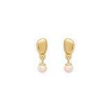 Linda Tahija - Alga Pearl Drop Earrings in Gold