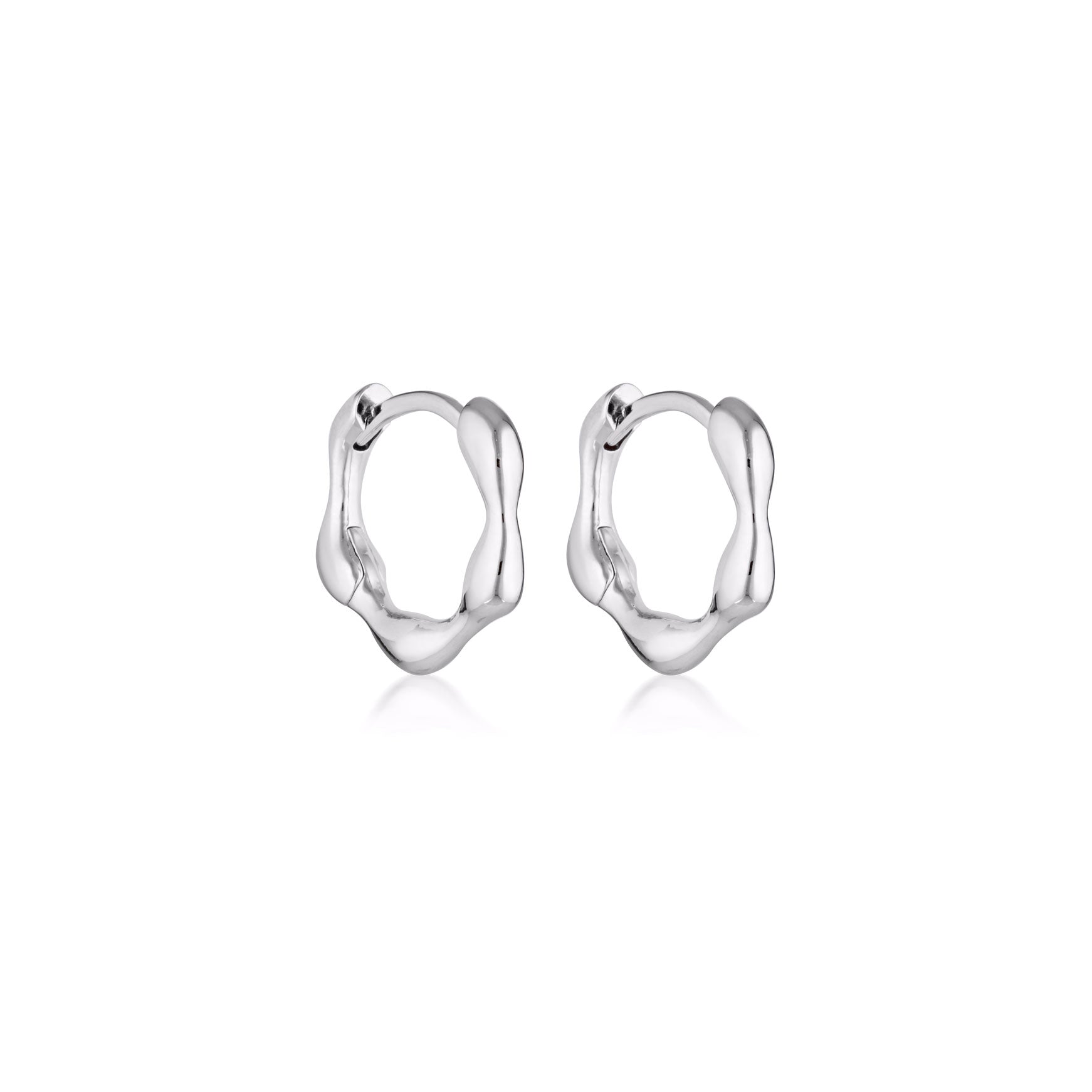 Linda Tahija Organica Mini Huggie Earrings in Silver