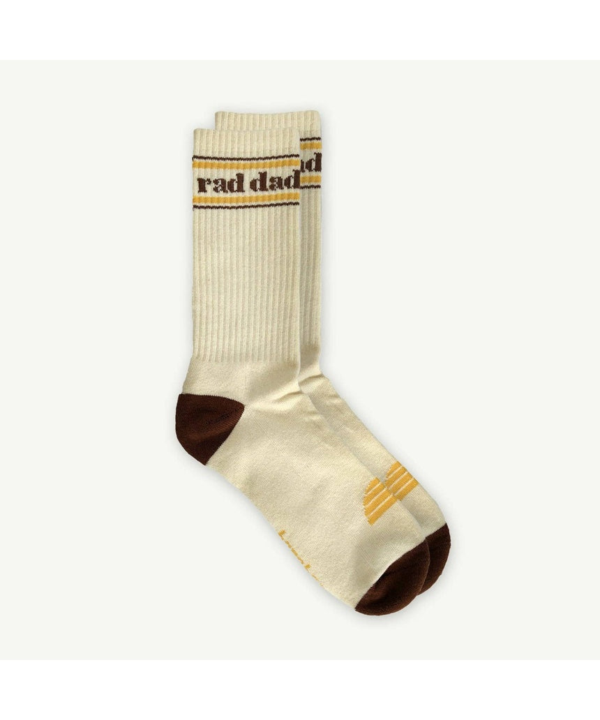 Banabae Rad Dad organic cotton crew sock in natural color, single sock showing soft cotton fabric and classic crew length.