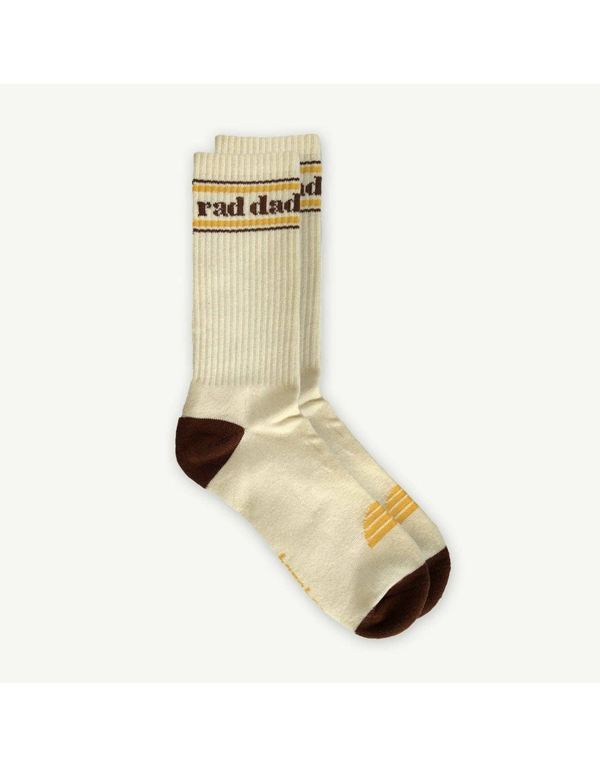 Banabae Rad Dad organic cotton crew sock in natural color, single sock showing soft cotton fabric and classic crew length.