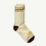 Banabae Rad Dad organic cotton crew sock in natural color, single sock showing soft cotton fabric and classic crew length.