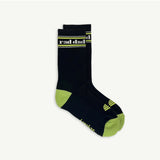 Banabae Rad Dad organic cotton crew socks in black and lime, featuring a comfortable fit and bold color contrast.