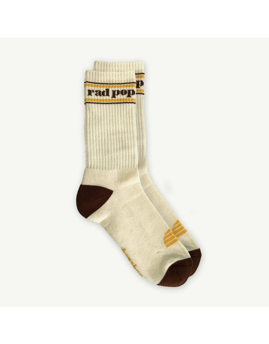Banabae Rad Pop organic cotton crew sock in natural color, showcasing soft fabric and classic sock style.