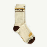 Banabae Rad Pop organic cotton crew sock in natural color, showcasing soft fabric and classic sock style.