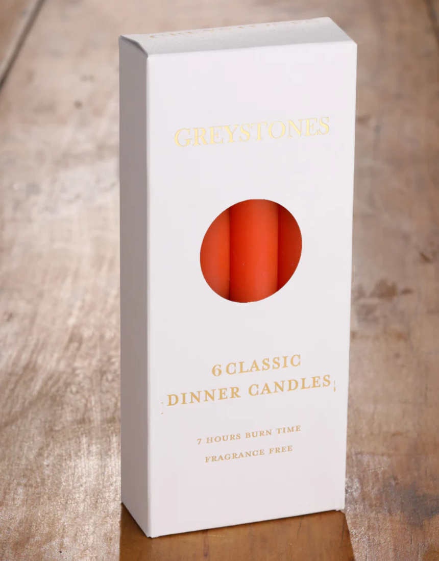 Six River Road dinner candles featuring monarch butterfly designs, ideal for elegant table settings and special occasions.