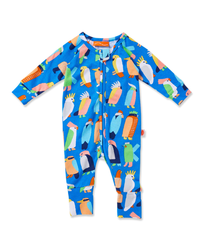 Halcyon Nights - Flamin' Galahs Blue Long Sleeve Zip Suit, baby, Halcyon Nights - Say It Sister