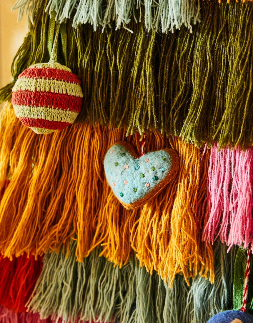 Sage x Clare Heartleaf felt decoration with green and pink felt leaves, ideal for home decor or craft projects.
