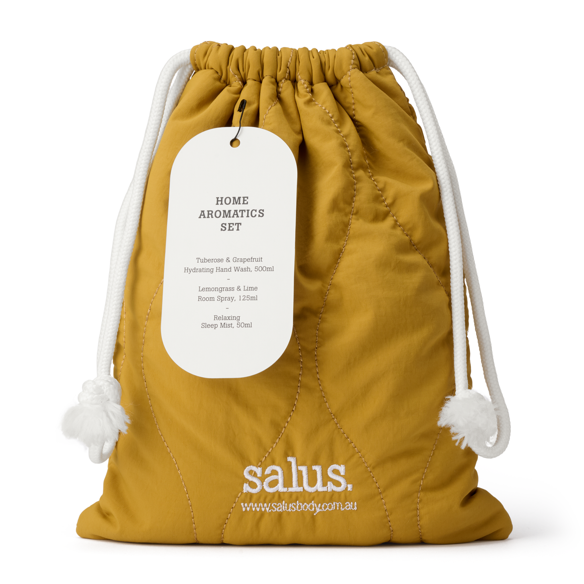 Salus Body Home Aromatics Trio gift set featuring three aromatic products in elegant packaging.