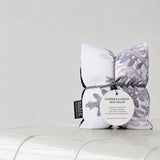 Salus Lavender & Barley Heat Pillow in grey with botanical design, soft fabric and rectangular shape for soothing warmth and relaxation.