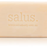 Salus Lemon Myrtle Milk Soap bar with fresh lemon myrtle leaves and creamy milk texture, 180g, natural skincare product