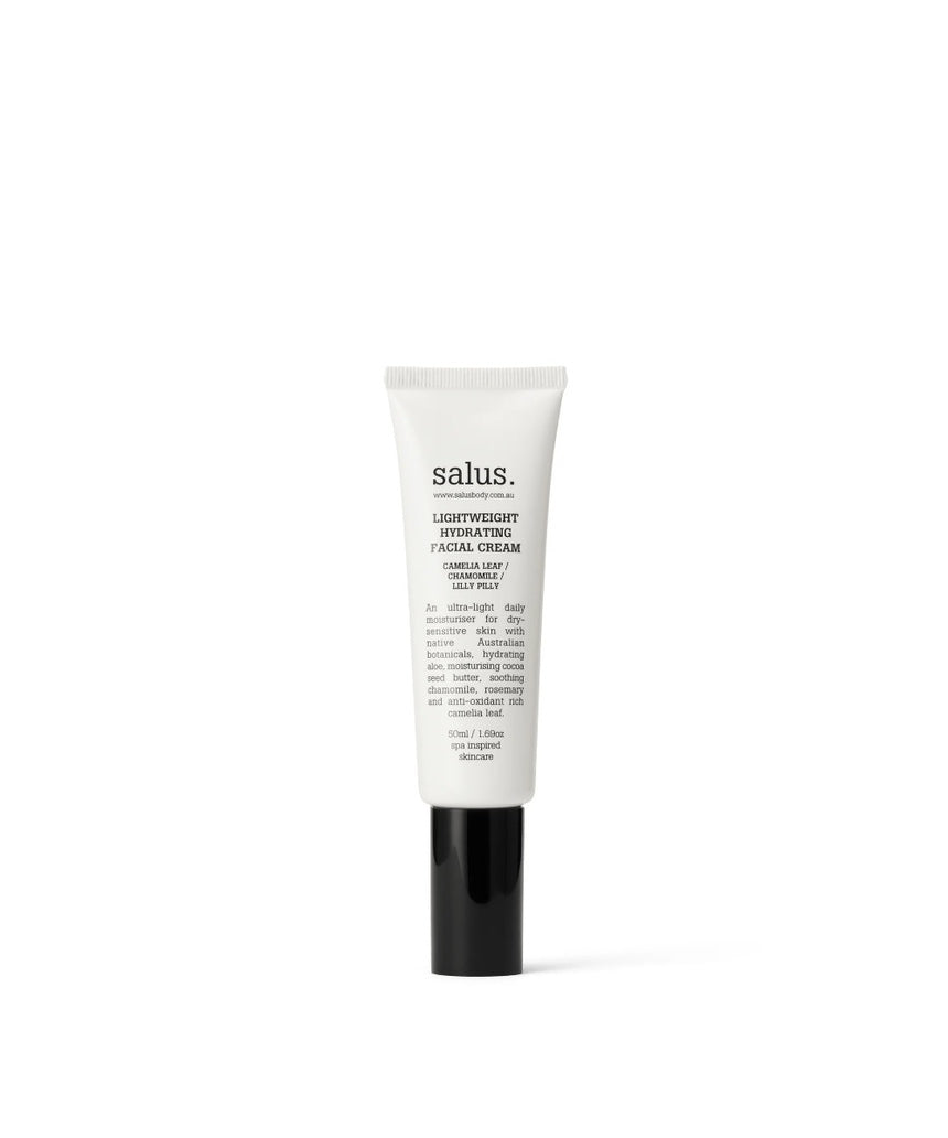 Salus Body Lightweight Hydrating Facial Cream 50ml jar with smooth, moisturizing cream for all skin types.