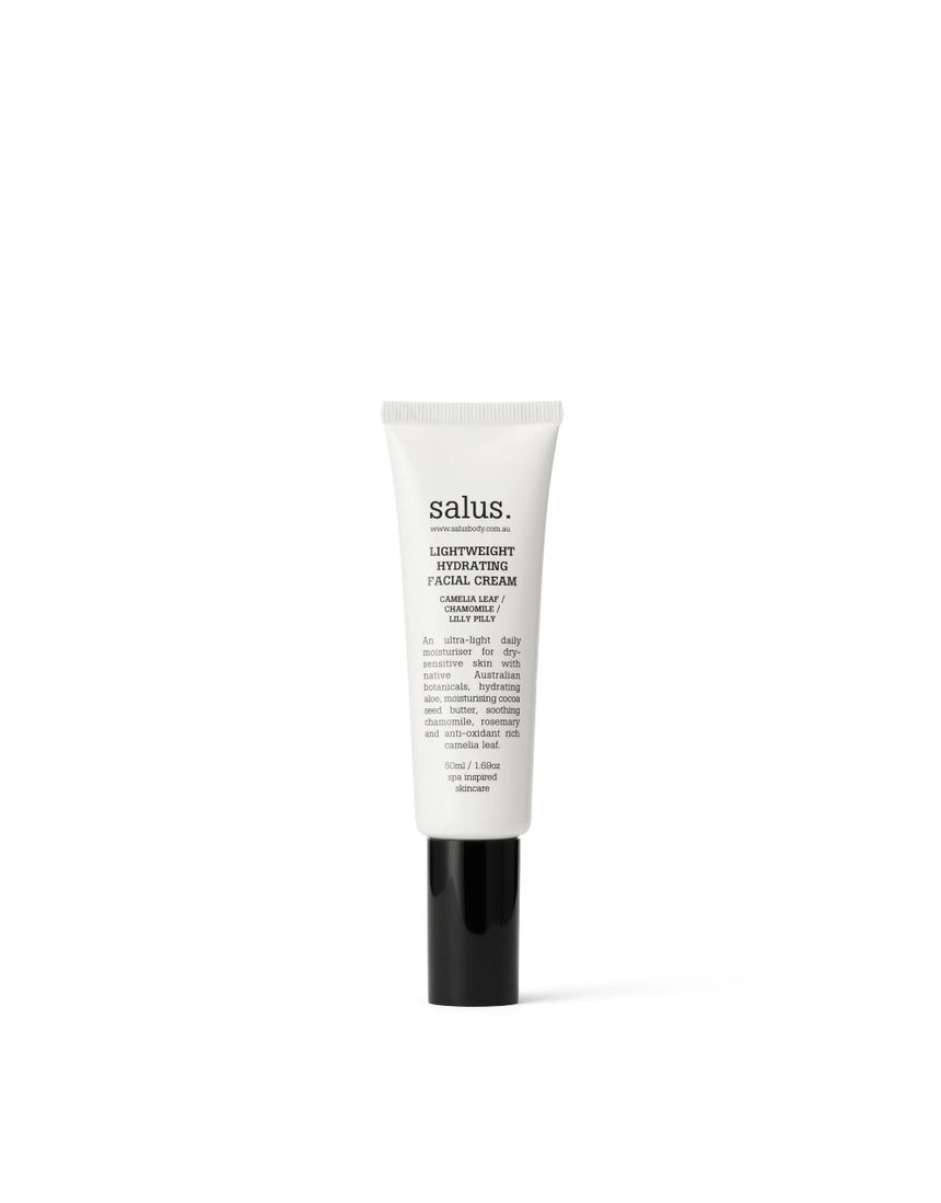 Salus Body Lightweight Hydrating Facial Cream 50ml jar with smooth, moisturizing cream for all skin types.