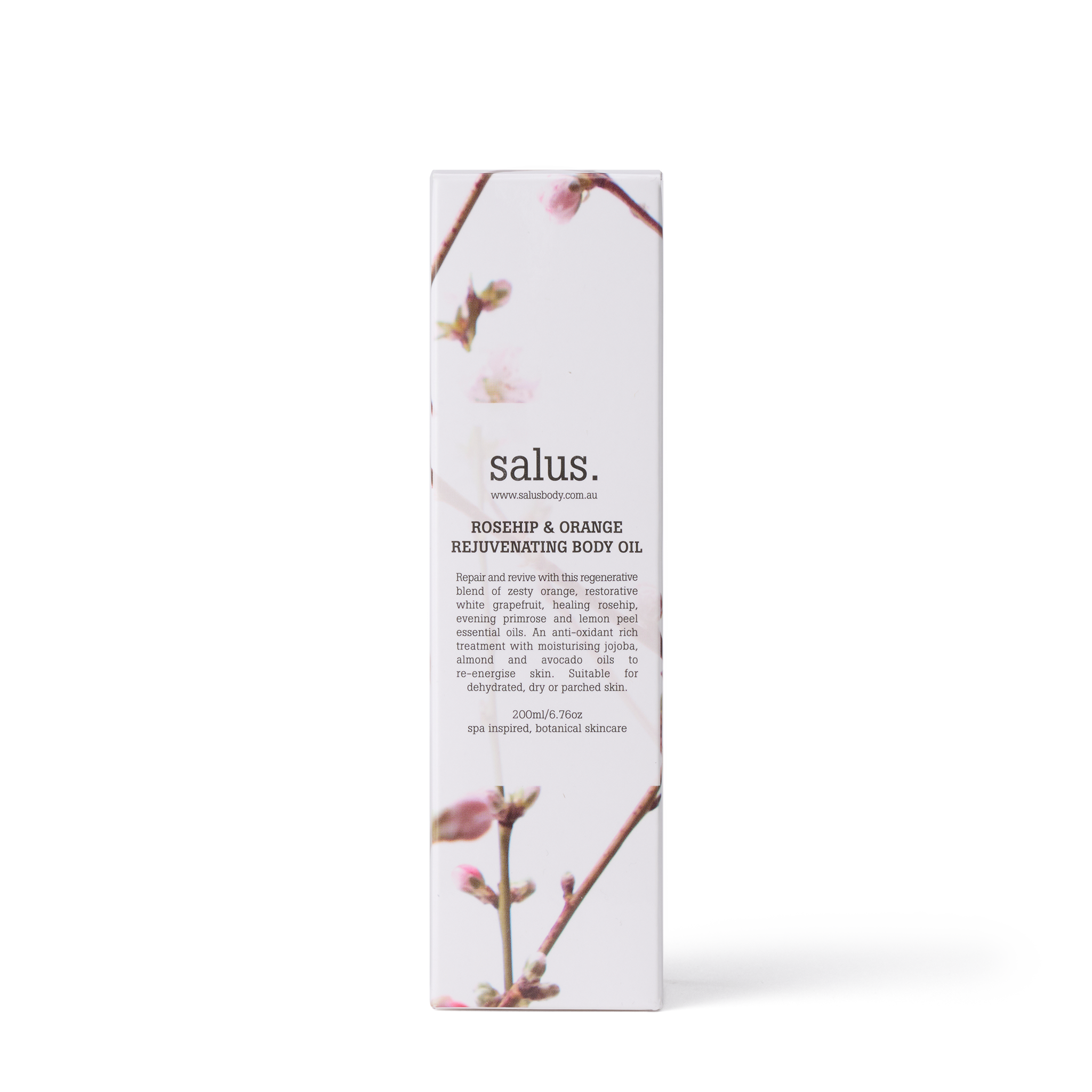 Salus Rosehip & Orange Rejuvenating Body Oil in 200ml bottle, featuring a natural blend for nourishing skin.