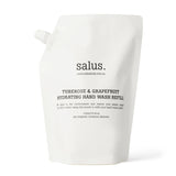 Salus Tuberose & Grapefruit Hydrating Hand Wash Refill bottle, 1L, showing the product label and refill packaging.