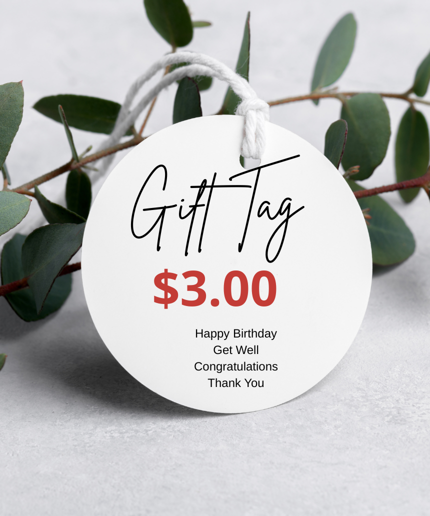 Say It Sister gift tag with "$3" design for gift wrapping and labeling, featuring a stylish and decorative appearance.