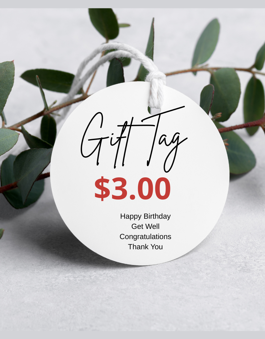 Say It Sister gift tag with "$3" design for gift wrapping and labeling, featuring a stylish and decorative appearance.