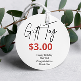 Say It Sister gift tag with "$3" design for gift wrapping and labeling, featuring a stylish and decorative appearance.