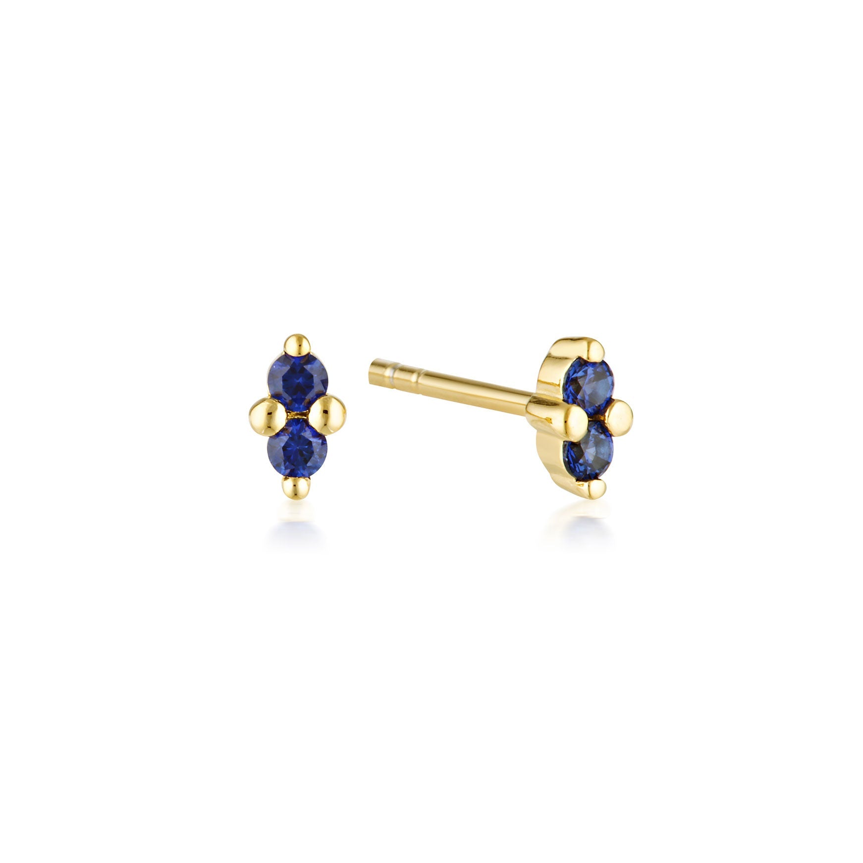 Linda Tahija Birthstone Stud Earrings in Gold, September - Created Sapphire