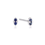 Linda Tahija Birthstone Stud Earrings in Silver, September - Created Sapphire