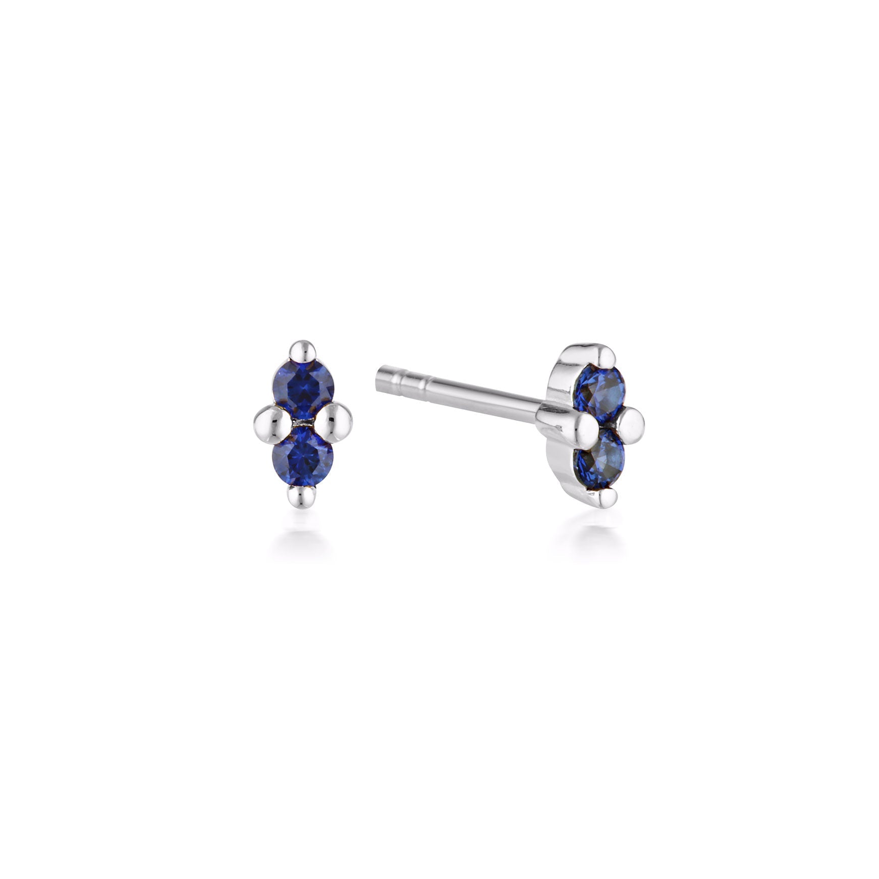 Linda Tahija Birthstone Stud Earrings in Silver, September - Created Sapphire