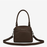 Status Anxiety Mini Mountains Bag in cocoa color, stylish bags with mountain-inspired design and front flap closure.