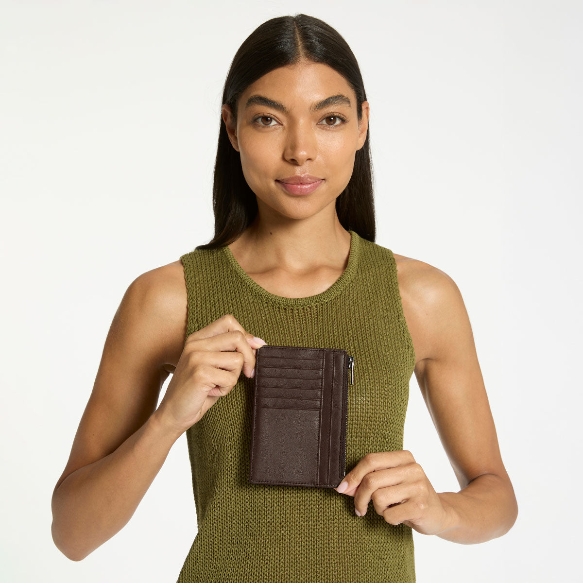 Status Anxiety Gone Again Wallet in Cocoa Nappa - lifestyle view
