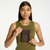 Status Anxiety Gone Again Wallet in Cocoa Nappa - lifestyle view
