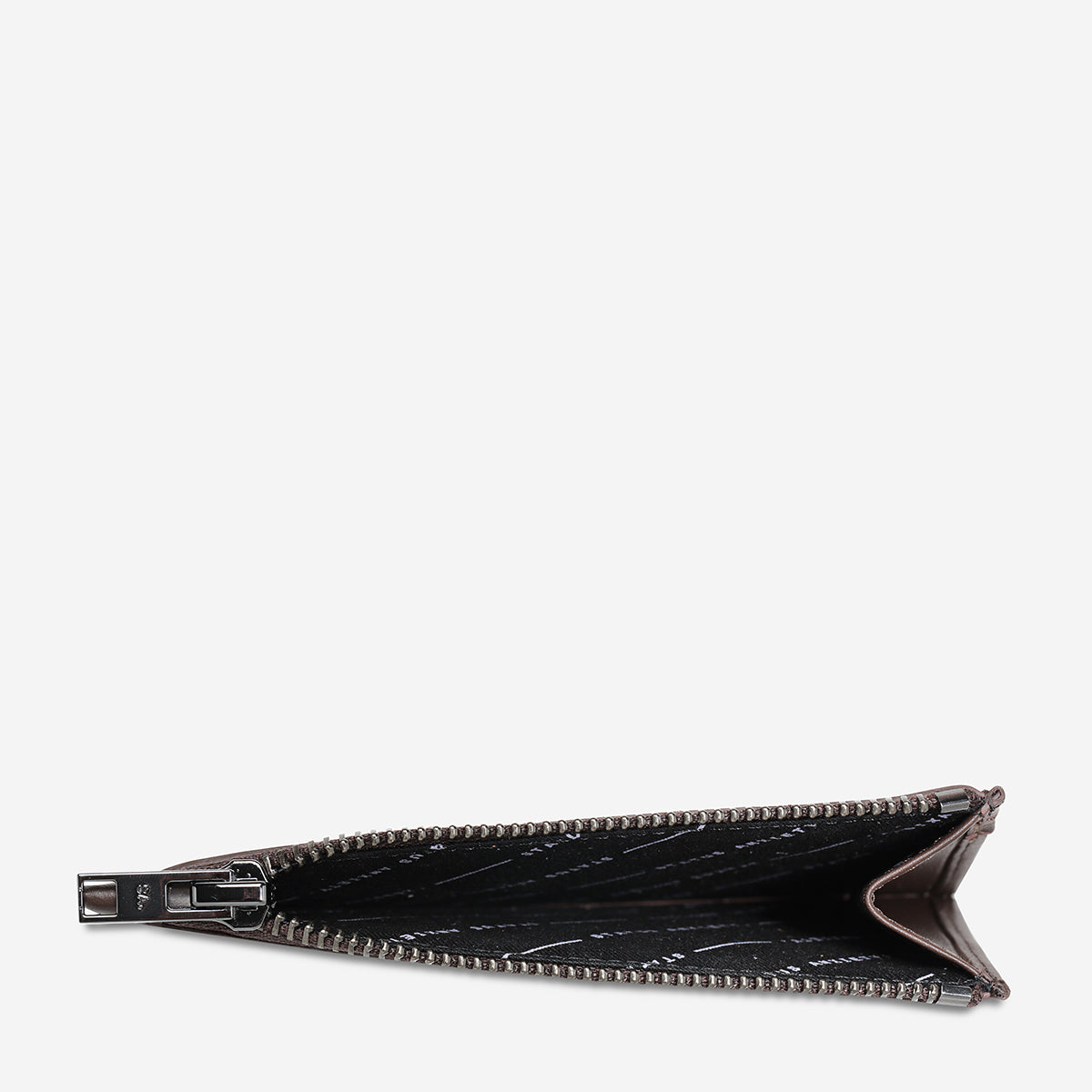 Status Anxiety Gone Again Wallet in Cocoa Nappa - open interior