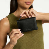 Black Status Anxiety Is Now Better Wallet with multiple card slots and sleek design, shown with lifestyle imagery.